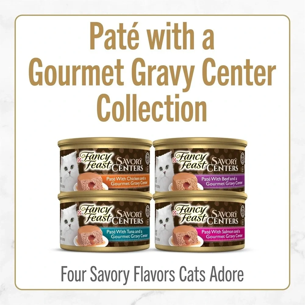 Fancy Feast Savory Centers Pâté — 3oz x12 Cans, Gravy Center, New